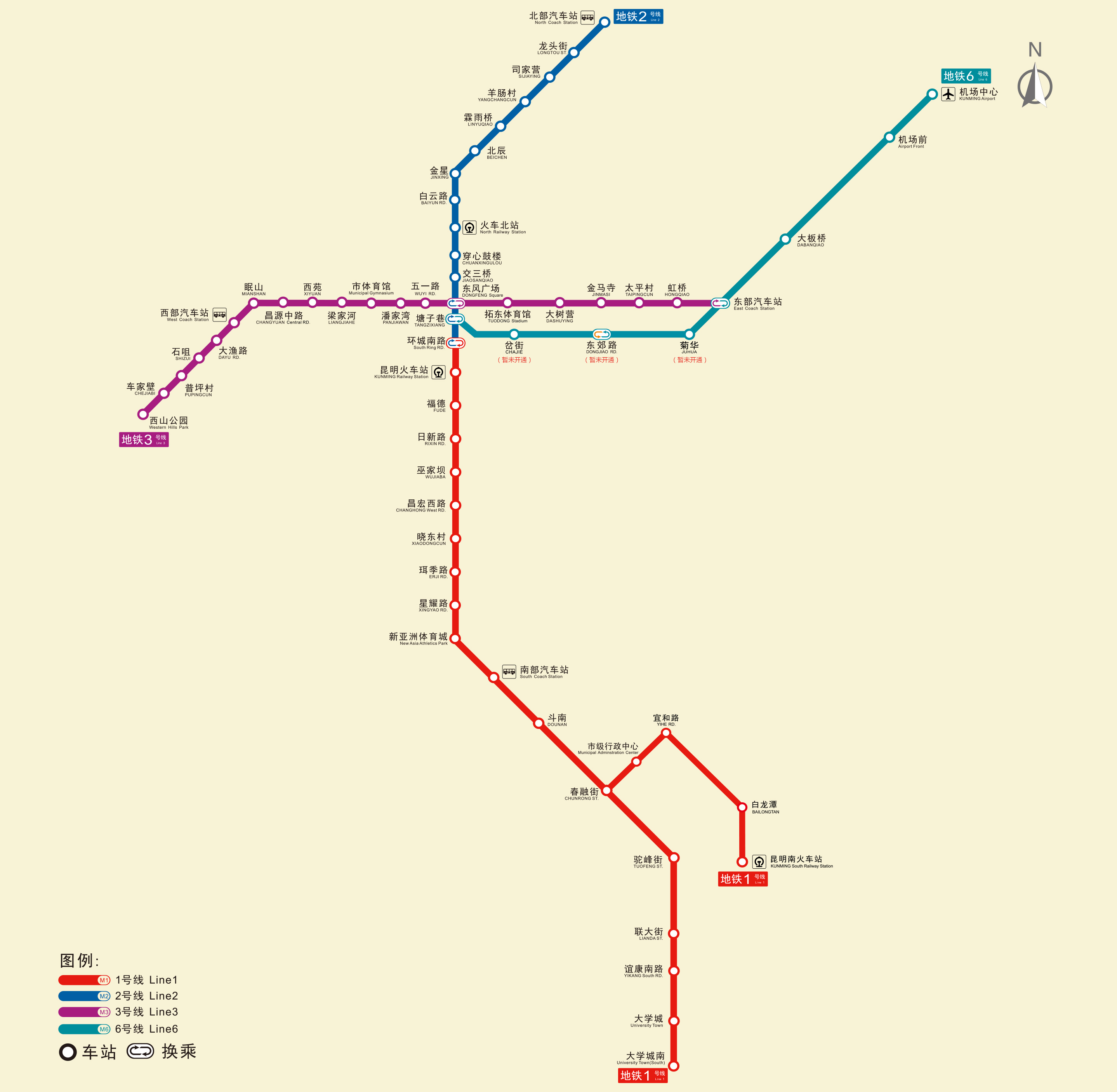 昆明地铁线路图全新概览