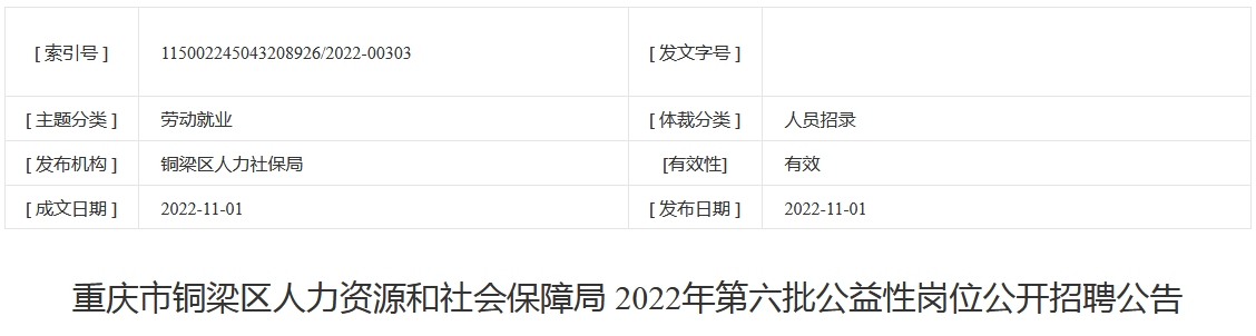 渝北区人力资源和社会保障局最新招聘资讯汇总